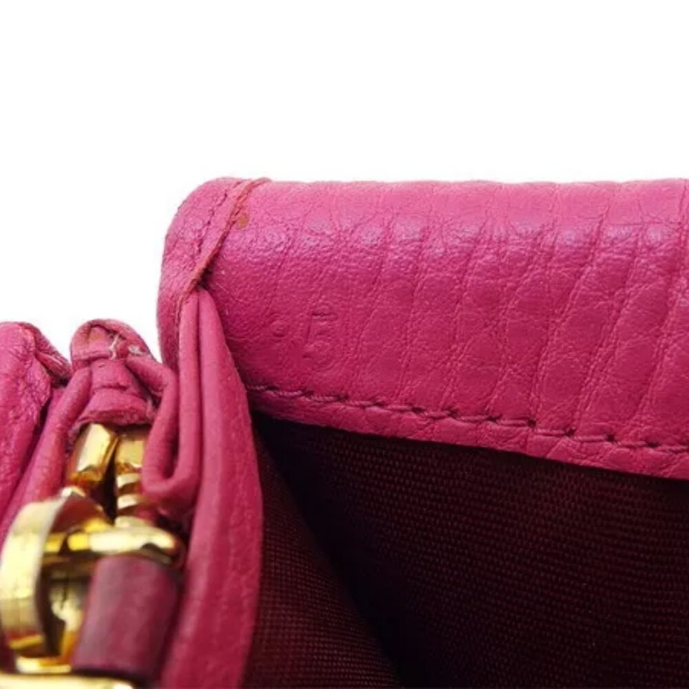 PRADA long wallet logo pink leather x gold hardware Authentic Used - Picture 8 of 9